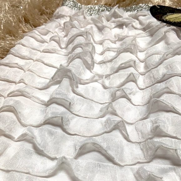 NWT Designer Kidz white silver ruffle skirt 12 - Picture 3 of 7